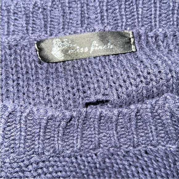 Miss Finch Navy Blue Cotton Long Sleeve Sweater with  Holes S/M (tag missing) - Picture 3 of 4